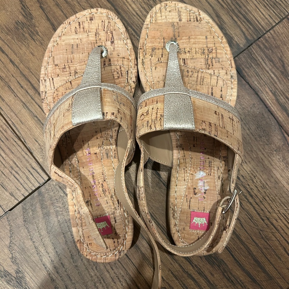 Elaine Turner - cork and gold sandal - size 6
